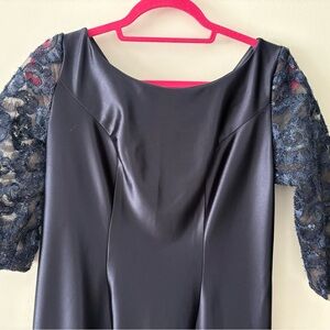 Elegant Black Dress with Lace Sleeves